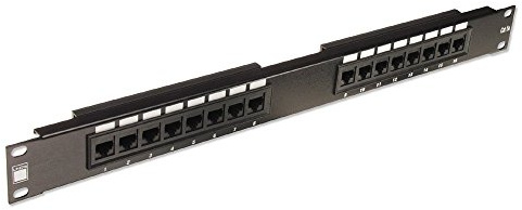 LINDY 19 Inch CAT5e 1U 16 Port RJ-45 Patch Panel Unshielded Black