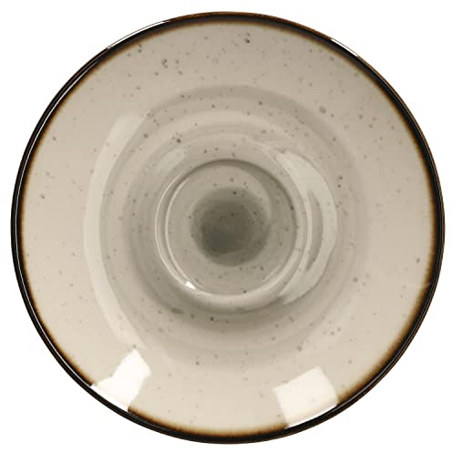Van Well Untertasse Nova I Ø 15 cm I grau I echtes Unikat I Kleiner Unterteller I Servier-Geschirr I Tafel-Zubehör I Gastro I abstrakte Strudel-Dekore