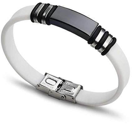 Ibralet Lederarmband Für Herren, Persönliche Mens Schwarz Weiß Modisch Punk Silikon Edelstahl Armband Accessoires Für Damen Schmuck Leuchtende Armband Festival Paar Präsentiert Freundschaft