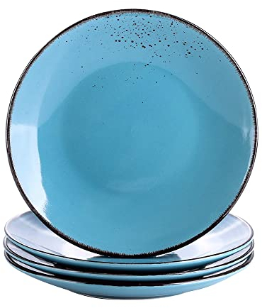 vancasso Navia Oceano Dessert Plate Set of 4, Stoneware Vintage Look Sea Blue Dinnerware Tableware, 8.5 inch Snack/Salad/Fruit/Side Plate. (21.5 * 21.5 * 2.5cm)