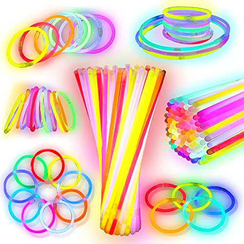 YIQI Leuchtstäbe, 100 Stücke Knicklichter mit Verbinder, Glowstick Geeignet für Kinder Geburtstagsfeier, Disko, Verschiedene Festivals Party