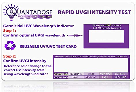 QuantaDose® Wiederverwendbare UVC-Licht-Testkarte mit UV-Intensitätsstreifen, empfindlich auf UVA/UVB/UVC-Licht
