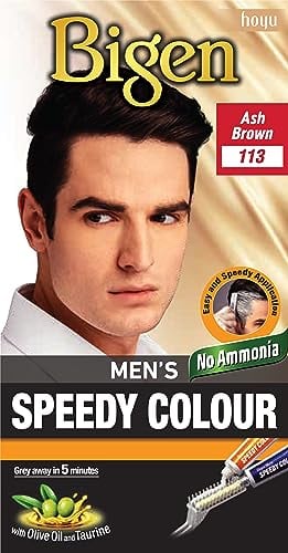 Bigen Men's Speedy Color | Grauhaarabdeckung in 5 min | Ohne Ammoniak | Mit Olivenöl - 113 Esche Braun