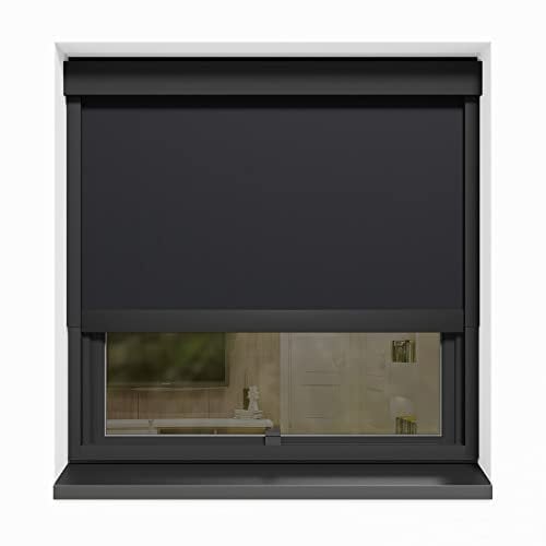 CLIP'N'SHADE Grau - Aussenrollo gegen Hitze, Jalousie, Sichtschutz und Abdunkelung für Fenster, Hitzeschutz Rollo ohne Bohren (Breite: 130 cm, Höhe: 91-142 cm, Transparent)
