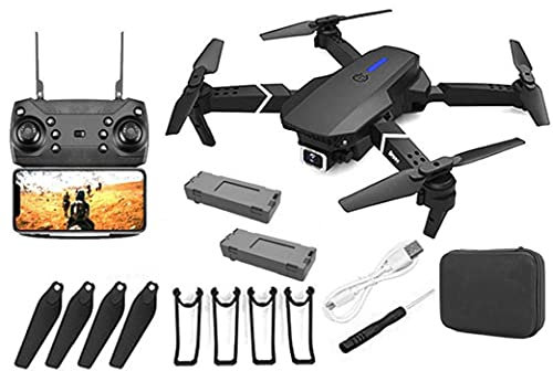 GPS Drone E88 Pro for Adults 4K Pro Dual Camera Foldable Live Video Drone RC Quadcopter Aircrafts with 2Battery Black Safety Products