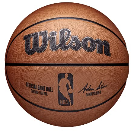 Wilson Basketball NBA OFFICIAL GAME BALL, Indoor, Leder, Größe: 7, Braun
