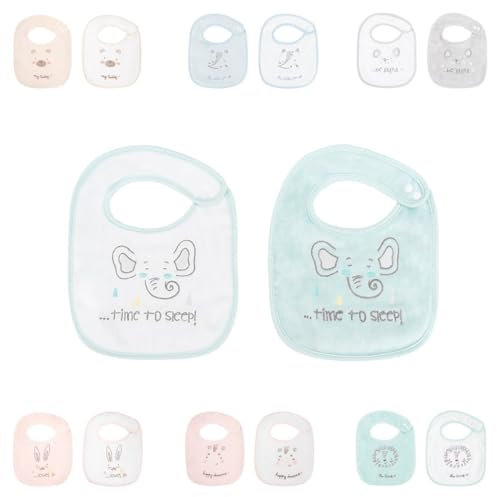 Kikkaboo Babylatz Frottee 2-teiliges Set, Lätzchen, Druckknopf, 100% Baumwolle, Farbe:grün