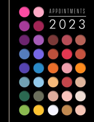 Make up artist appointment book 2023: MUA 2023 appointment book with Face Chart section Yearly overview / Month to view calendar / Daily appointments (15 min slots. 6am - 9pm) Contacts / Lined Notes.