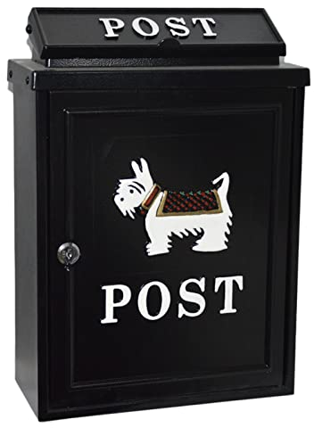 JIEXUHDE Wall -montierte Briefkasten -briefkasten - Country House Schmiedeeisen Postkasten Zeitungsbox - Briefkasten Mit Schlüsselverriegelungswand - Tiermuster - Tiermuster(Color:Hund C)