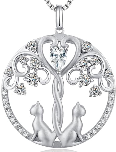 jiamiaoi Kette Katze,Katzen anhänger,Katze Halskette,Mond Katze Halskette,Anhänger Katze,Halskette Katze,Halskette Damen Silberkette mit Anhänger Katze Kitty Katzen Schmuck