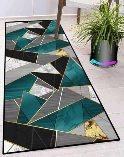 Ufamiluk Teppich läufer 50x200cm Flur Teppich waschbar rutschfest wetterfest wasserfest klein Bad Teppich für Flur draußen Balkon küche Wohnzimmer Beige Grau Weiß G