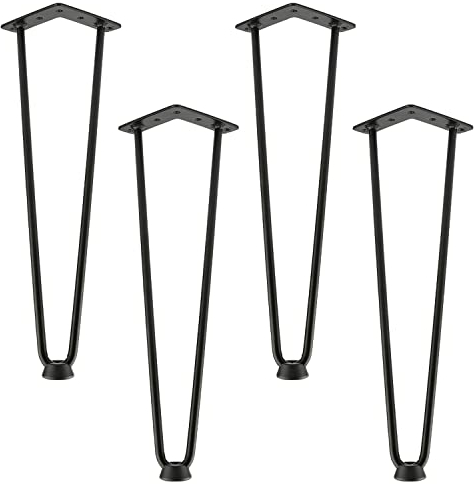 MINGYI Jambe de Table en Épingle à Cheveux, Lot de 4 Pieds Hairpin, Pieds Hauteur 50 cm, Pieds en Acier, Noir A