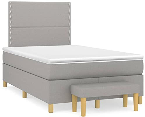Tidyard Boxspringbett mit Matratze Polsterbett Bett Bettrahmen Lattenrost Bettgestell Hotelbett Doppelbett Schlafzimmerbett 120 x 200 x 20 cm (B x L x H) Mit 1 x Bank,1 x Kopfteil,1 x Bettrahmen