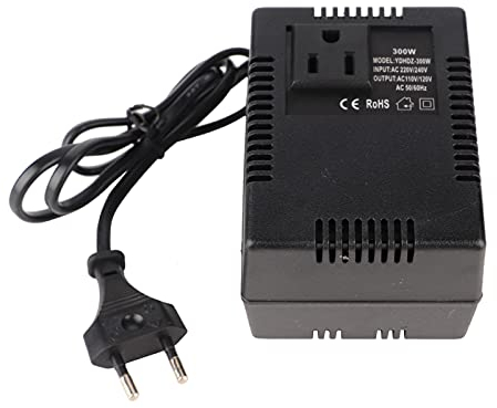 Adattatore Convertitore di Potenza, 300w Convertitore Potenza Trasformatore di Potenza Convertitore di Tensione AC 220v a 110v Adattatore da Viaggio per Computer Portatili(Spina UE)