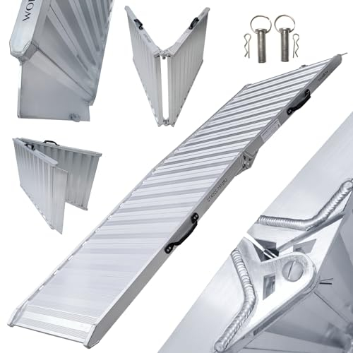 WORHAN Laderampe Rampe Aluminium Klappbare Schwerlastrampe rutschfest Motorrad 225cm (400kg) HR225