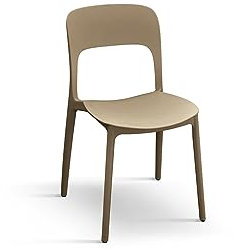 PAZZO DESIGN Sedia Luana, Set Da 4 sedie, Tortora, Sedie Polipropilene Per Cucina, Sala Da Pranzo, Giardino, Impilabili - id_1954