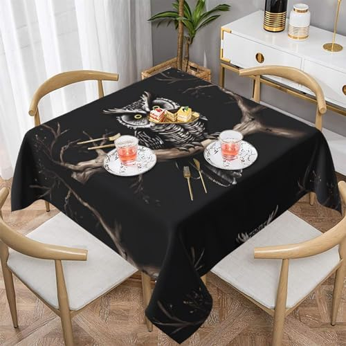 UPIKIT Tischdecke mit Eule, waschbar, quadratisch, für Hochzeit, Party, Bankett, Halloween, Weihnachtsdekoration, 54 x 54 cm