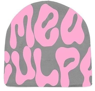 Damen Beanies Y2K Beanie mit Grafik Gestrickte Coole Beanies Slouchy Beanies und Strickmützen für Unisex (Pink)