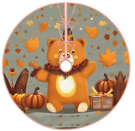 MQGMZ Weihnachtsbaum-Rock, tanzende Thanksgiving-Bären, bedruckt, Weihnachtsbaum-Dekoration, Weihnachtsbaum-Zubehör, Zuhause, Urlaub, Party