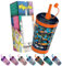 Pipeeto Vaso con Pajita para Niños 480ml, Naranja | Botella Agua Infantil Reutilizable con Pajita, a Prueba de Fugas, Libre de BPA, Apto Para Lavavajillas | Vaso Entrenamiento Bebes de Vehiculos