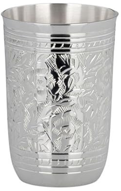 H.Bauer jun. Versilberter hoher Becher 10 cm silberner Trinkbecher verziert