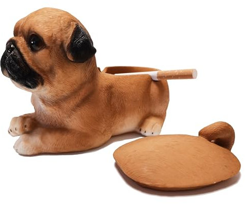 Photour Niedlicher Hunde-Aschenbecher mit Deckel, rauchfreier Aschenbecher für den Innenbereich, Harz, Zigarren-Aschenbecher für Terrasse, winddichter Aschenbecher für den Außenbereich, lustiger