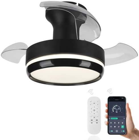 Ventilatore Da Soffitto Design, Pale Da Soffitto Con Luce E Telecomando Vortice Dimmerabile Estate Inverno Reversibile Motore Dc Silenzioso Lampadario Con Pale Nascoste Per Camera Da Letto Soggiorno