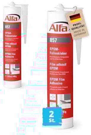 2x Alfa EPDM Kleber 310 ml Profi-Qualität schwarz elastischer EPDM-Folienkleber zum Verkleben von EPDM-Folie und anderen Dichtfolien
