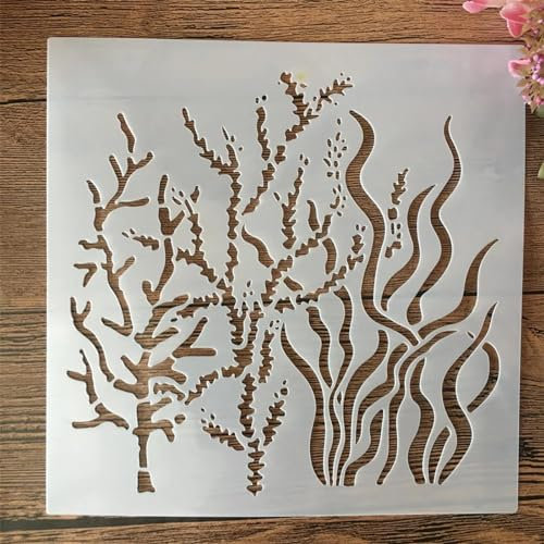 Schablonen zum Malen auf Holz, 20 x 20 cm, Blätter Efeu, wiederverwendbare Schablonen zum Malen, Schablonen zum Basteln, wiederverwendbar, Wandschablone Muster C