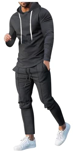Duohropke Sport Outfit Herren mit Kapuze Fitness Hausanzug Hoodie Jogginghose Jogging Lässig Sportanzug Freizeitanzug Trainingsanzug Winter Langarm Bequemer Gym Jogginganzug