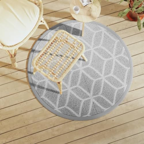 Bulliing Outdoor-Teppich Balkonteppich Carpet Outdoor Teppich Balkon Grau Ø120 cm PP - 368466