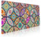 Buntes Mandala-Gaming-Mauspad, XXL, hübsches Boho-Bohème-Design, große Schreibtischunterlage, rutschfeste Gummiunterseite, genähter Rand, lange Tastatur-Mauspad für PC, Computer, Laptop, 90 x 40 cm