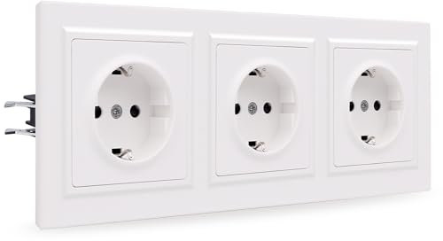 JIMEIDA Steckdose Weiß Matt Unterputz Glattes Hautgefühl mit Steckklemme Steckdose Wandsteckdose 226 * 84mm,250V(Kann nicht vertikal installiert werden)