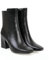 FQMAYPO Stivaletti Caldi da Donna Stivaletto con Tacco Basso A Blocco Grosso con Cerniera Stivaletto Chelsea A Punta Quadrata Autunno Inverno Stivali in Pelle di Vitello Medio,Nero,36 EU