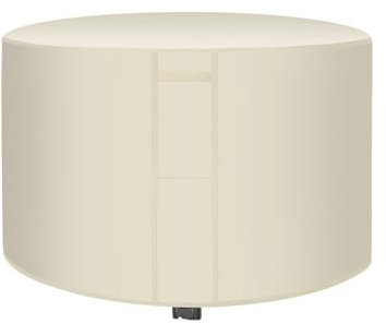 SXZAGZR Rund Abdeckung Für Gartenmöbel, Gartentisch Schutzhülle Wasserdicht, 420D Oxford Abdeckplane Gartenmöbel, Möbelsets Sitzgruppe Gartentisch Schutzhülle Rund (230x110cm,Beige)