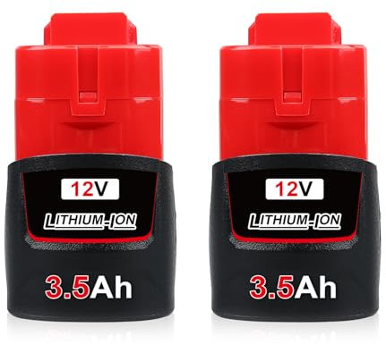 2 Stück 3,5 Ah 12 V Ersatz für Milwaukee Akku Lithium-Ionen Kompatibel mit Milwaukee Akku 12V-Werkzeuge 48-11-2411 48-11-2420 48-11-2401 48-11-2402 48-11-2430 48-11-2440