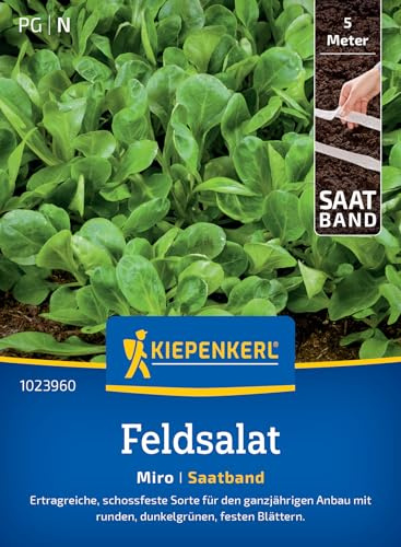 Kiepenkerl Feldsalatsamen Miro 1023960, Gemüsesaat | Schossfeste, ertragreiche Sorte für den ganzjährigen Anbau mit dunkelgrünen Blättern, Aussaat ab März bis Juni, Ernte ab Mai