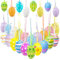 Ostereier zum Aufhängen, 24 Stück 6 cm Bunte Ostereier Plastik, Ostereier Deko zum Befüllen, Osterdeko Modern für Sträuße, Korb, Kranz und Zweige zur Osterzeit, Ostern Deko
