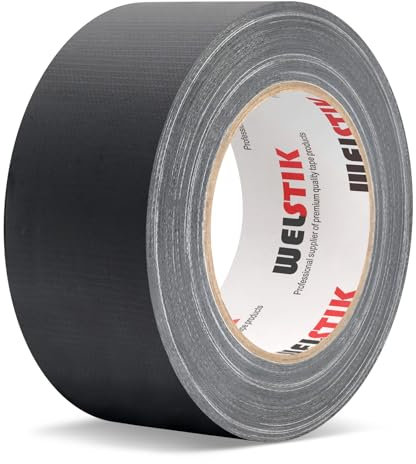 WELSTIK Schwarzes Mattband 300MIC*50MM*27M - Wasserdicht, Rückstandsfrei, Nicht Reflektierend, Leicht Zerreißbar, Matt-Scenenband