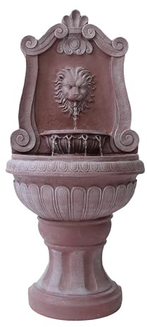 Xbrand 52.4 Sandstone Lion Head Floor Fountain, Two-Tier Outdoor Water Feature, Durable Resin Construction
