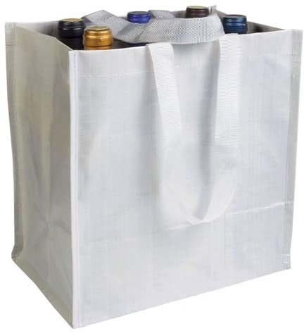 Generico 1/3/5 pezzi Borsa Porta Bottiglie in PP Laminato, 6 Scomparti, Manici a Nastro, Nero 3 colori (1, bianco)