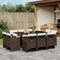 IKAYAA 11-TLG Rattan Gartenmöbel Set, Rattan Sitzgruppe für 10 Personen, Gartentisch aus Glas mit Stapelbar Stühlen & Kissens, Gartengarnitur, Essgruppe Garten, Braun