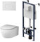 Komplettes Set - Vorwandelement inkl. Betätigungsplatte II70101 + Hänge-WC Flash CXB1700SC FlashClean + WC-Sitz mit Soft-Close-Absenkautomatik, AM.PM ProC IIS70101.XB1700