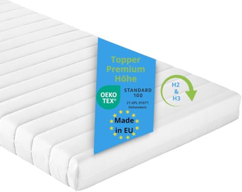 Bodyprotect Matratzentopper 100x200 cm, 10 cm hoch, H2 & H3 | Kaltschaum Matratzen, Mattress Topper, Matratzenauflage 100 x 200 cm, Made in EU, Waschbar, OEKO-TEX