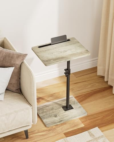 HEYZOEY Side Table, C-Form Adjustable Coffee Table, 360°Swivel Sofa SideTable,40x30x(45-81) cm,Small EndTable BedsideTable for Living Room, Bedroom(Grey)