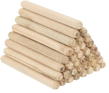 PATIKIL 100 Stück 8 x 80mm Holzdübel Set, Riffelholzdübel Holzstifte Dübel Set Gerillte Holzübelstifte Dübel Holz mit Rillen für Zimmerei Möbel Tür Kunsthandwerk Projekte
