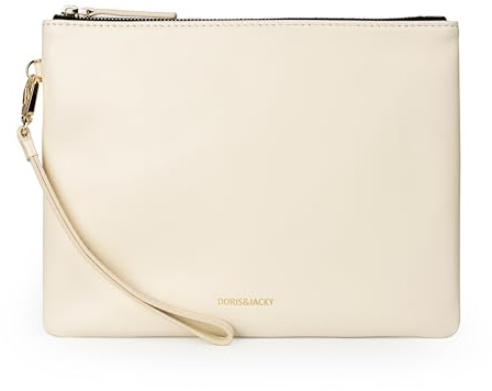 DORIS&JACKY Clutch-Geldbörse aus Lammleder für Damen, groß, weich, Designer-Geldbörse mit Riemen