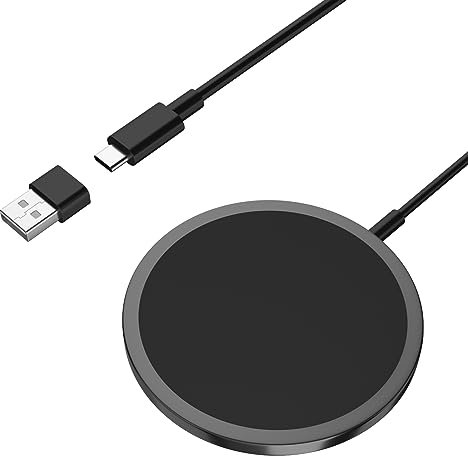 Magnetic Wireless Charger,Fast Charger Pad for iPhone 16/15/14/13/12 Series and AirPods 4/3/2/Pro with Dual Charging Ports (Plug Not Included,Black)
