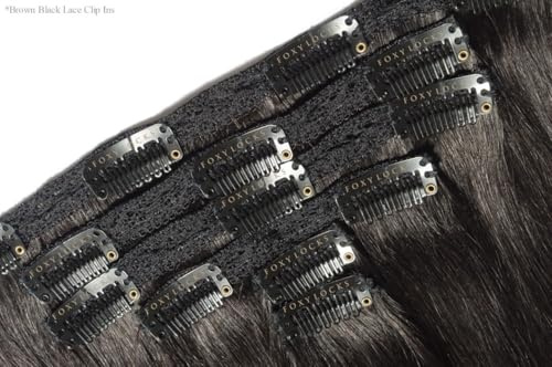 Jet Black - Double Wefted Lace Full Head Clip in Human Hair Extensions | Foxy Locks (16 180g)