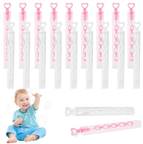 KIRZAX 20 Stück Seifenblasen Herzgläschen Packung,mit 5 Löchern,Mitgebsel Kindergeburtstag,Seifenblasen mit Herzgläschen Design,für Bubble Geschenke Hochzeit Party,Keine Flüssigkeit(Rosa+Weiß)